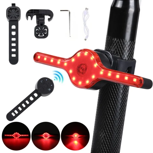LAOTIE X8 Wireless Remote Bike Turn Taillight 400mAh Battery 7 Light Modes Type-C Rechargeable IPX5 Waterproof Smart Bra