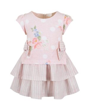LAPIN HOUSE Floral Bow Tiered A-Line Dress Juniors - Pink