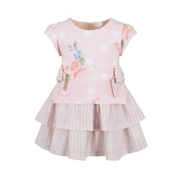 LAPIN HOUSE Floral Bow Tiered A-Line Dress Juniors - Pink