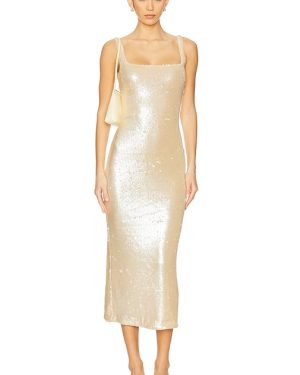 L'Academie by Marianna Ceci Sequin Midi Dress in Nude. Size M, S, XL, XS.