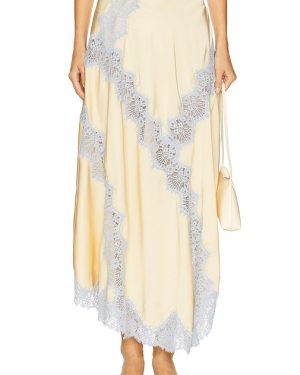 L'Academie by Marianna Lay Midi Skirt in Yellow. Size M, S, XL, XS, XXS.