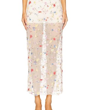 L'Academie by Marianna Loreen Midi Skirt in Cream. Size M, S, XL, XS.