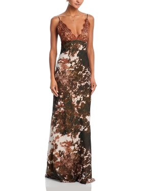 L'Agence Susanna Lace Bust Silk Slip Dress