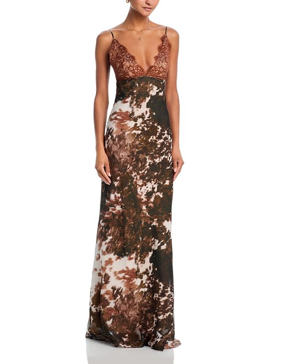 L'Agence Susanna Lace Bust Silk Slip Dress