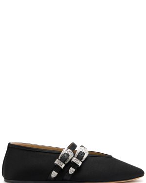 LE Monde Beryl Claudia Satin Ballet Flats - Black - 39 (IT39 / UK6)