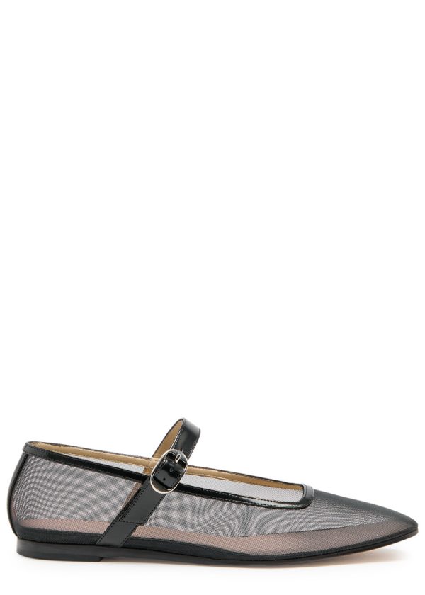 LE Monde Beryl Mary Jane Glittered Mesh Ballet Flats - Black - 36 (IT36 / UK3)