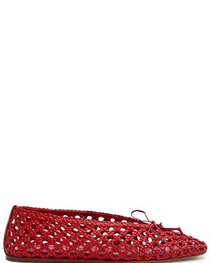 LE Monde Beryl Regency Woven Leather Ballet Flats - Red - 40 (IT40 / UK7)