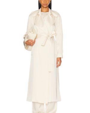 LESET Barb Trench Coat in Creme - Cream. Size L (also in ).