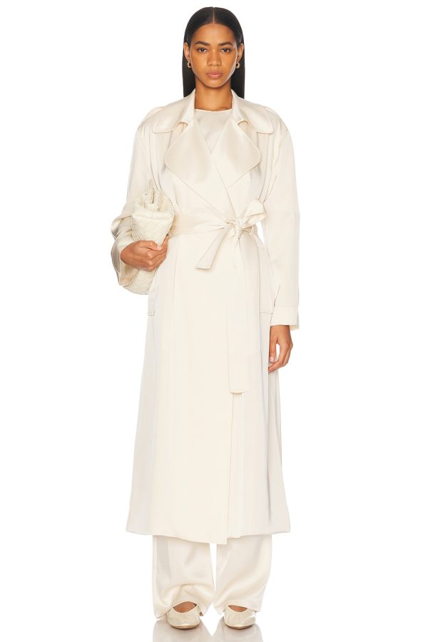 LESET Barb Trench Coat in Creme - Cream. Size L (also in ).