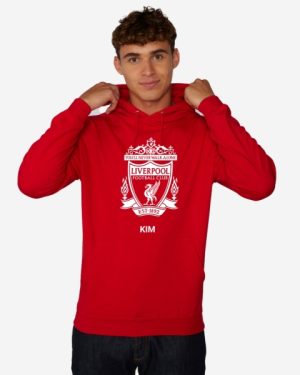 LFC White Crest Personalised Red Hoody