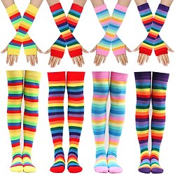 LGBT LGBTQ Rainbow Gloves Socks / Long Stockings Adults' Women's Gay Lesbian Pride Parade Pride Month Masquerade Easy Carnival Costume