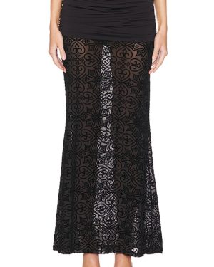 LOBA Violeta Maxi Skirt in Black. Size XL.
