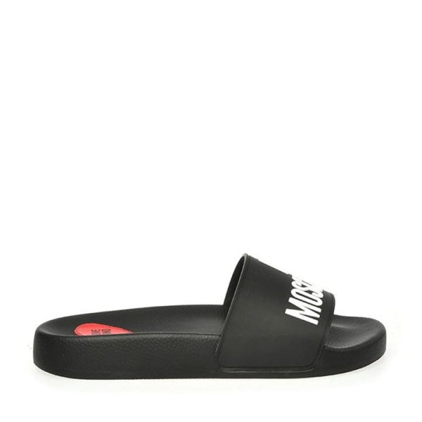 LOVE MOSCHINO Embossed Logo Sliders - Black