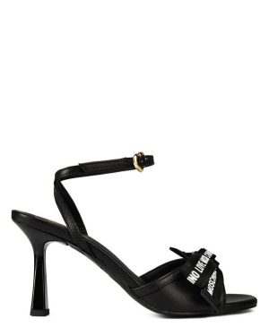 LOVE MOSCHINO Logo Bow Heeled Sandals - Black