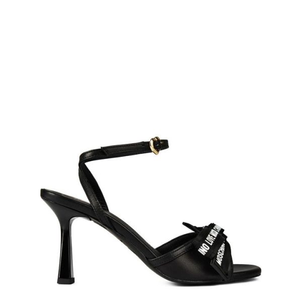 LOVE MOSCHINO Logo Bow Heeled Sandals - Black