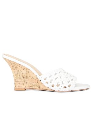 LPA Cane Weave Wedge in White. Size 6.