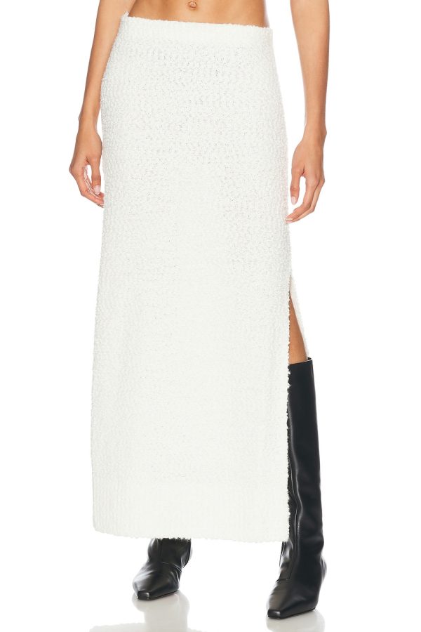 LPA Evan Maxi Knit Skirt in Winter White - White. Size L (also in M, S, XL, XS, XXS).