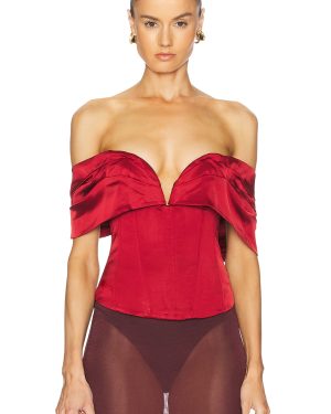 LPA Ilaria Corset Top in Red - Red. Size L (also in M, S, XS, XXS).