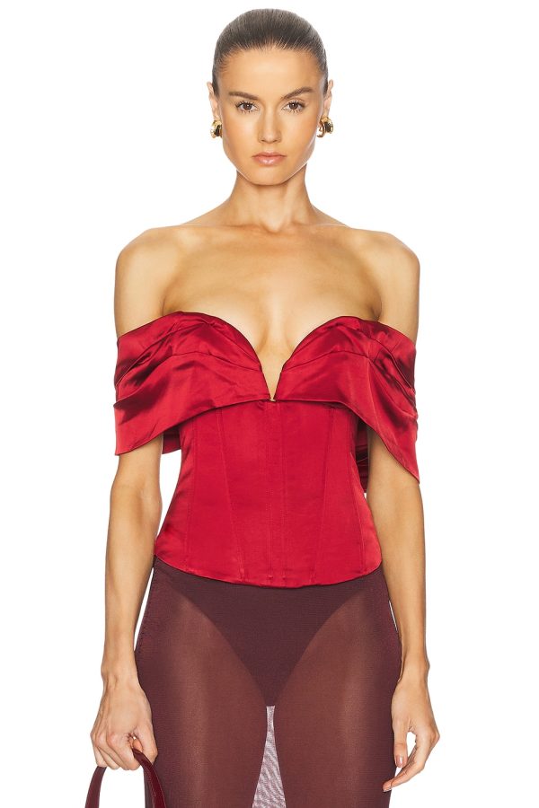 LPA Ilaria Corset Top in Red - Red. Size L (also in M, S, XS, XXS).
