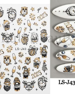 (LS-J43) Countdown Clock Design Champagne Baubles Shiny Glitter Sliders For 3D Nail Stickers Abstract Fall Nail Decorations