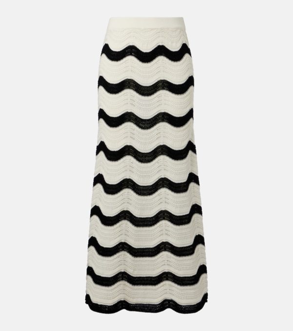 La DoubleJ Chevron cotton crochet midi skirt