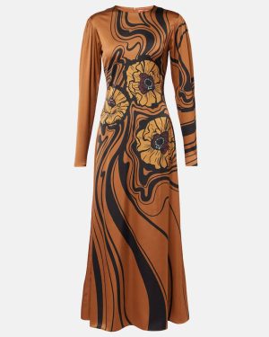 La DoubleJ Clingy Swing floral satin maxi dress