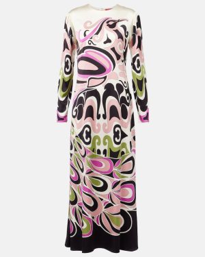 La DoubleJ Clingy Swing printed satin midi dress