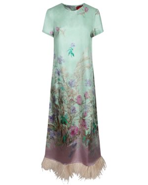 La DoubleJ Silk Swing Dress With Floral Print