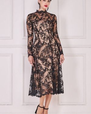 Lace Multiway Midi With Flared Skirt - Black by Goddiva