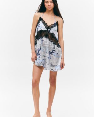 Lace-Trim A-line Mini Slip Dress