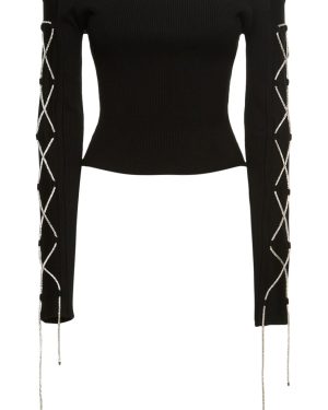 Lace-up Stretch Knit Top