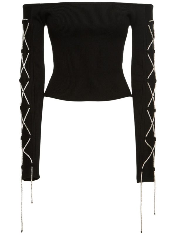 Lace-up Stretch Knit Top