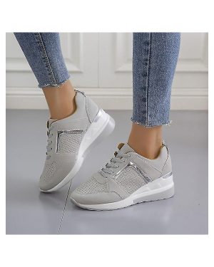 Lace-up Wedge Sports Snickers Women's Vulcanized Casual Comfy Shoes