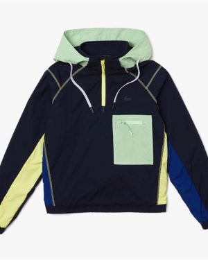 Lacoste Colourblock Accents Pullover Windbreaker Jacket - Blue