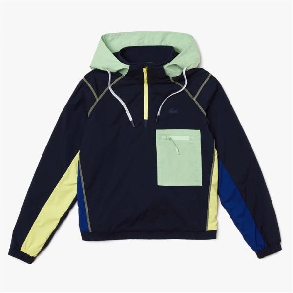 Lacoste Colourblock Accents Pullover Windbreaker Jacket - Blue