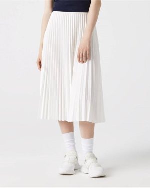 Lacoste Long Pleated Skirt - White