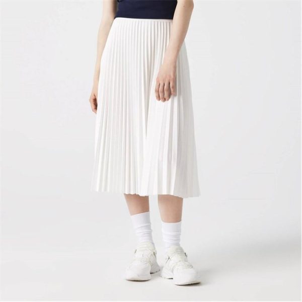 Lacoste Long Pleated Skirt - White