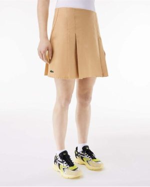 Lacoste Short Pleated Cotton Skirt - Beige