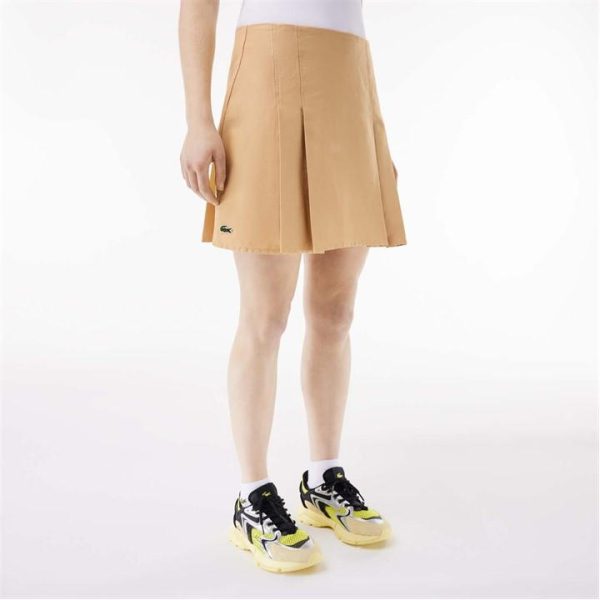 Lacoste Short Pleated Cotton Skirt - Beige