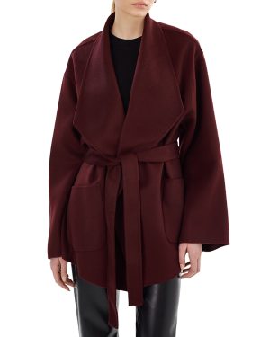 Lamarque Mekia Belted Double-Face Wool Oversized Wrap Coat