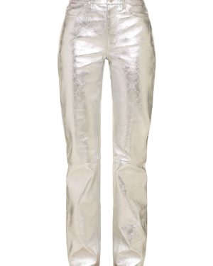 Laminated Leather Straight Leg Pants