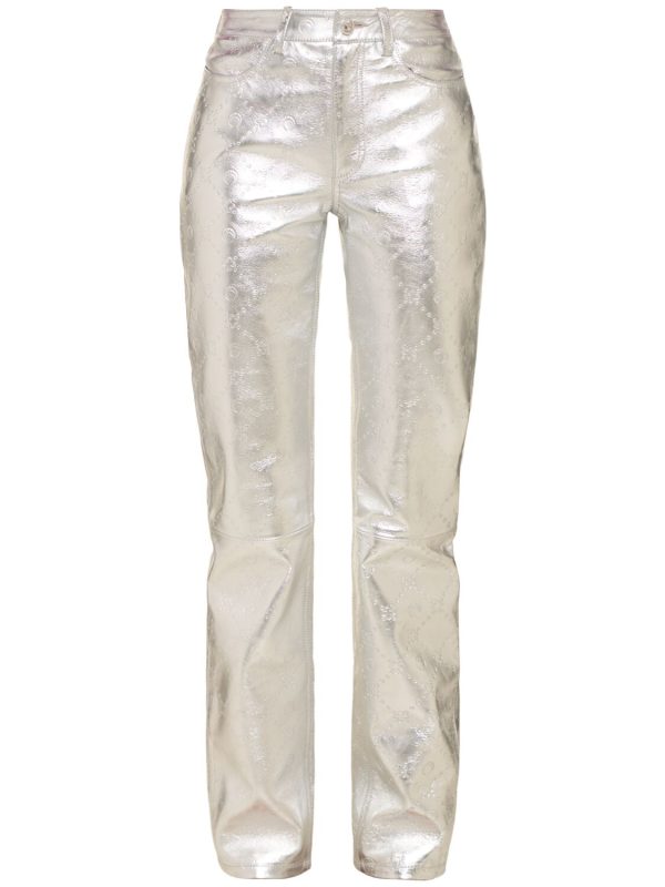 Laminated Leather Straight Leg Pants