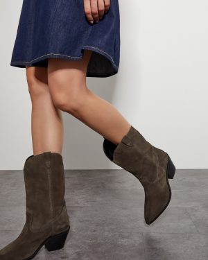 Lana Suede Cowboy Boots Green