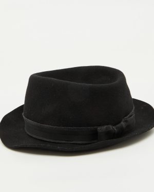 Lanvin Black Rabbit Felt Fedora Hat Size 59