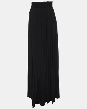 Lanvin Black Stretch Satin Maxi Skirt M