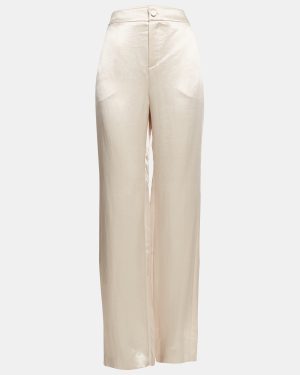 Lanvin Cream Satin Wide-Leg Trousers XL