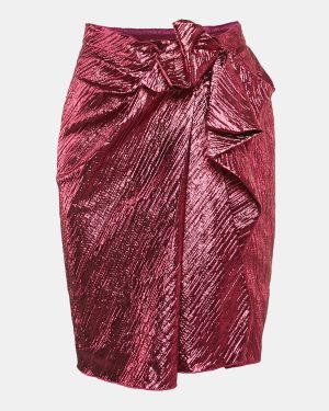 Lanvin Metallic Pink Lamé Draped Wrap Skirt M