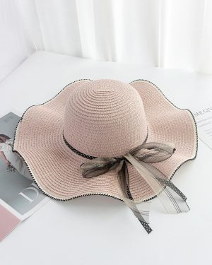 Large Brim Straw Hat With Bow Knot Summer Sun Protection Beach Hat 2025