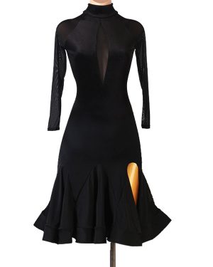 Latin Dance Dresses Black Women's Polyester Dress Backless Sexy Latin Dancer Dancing Costume