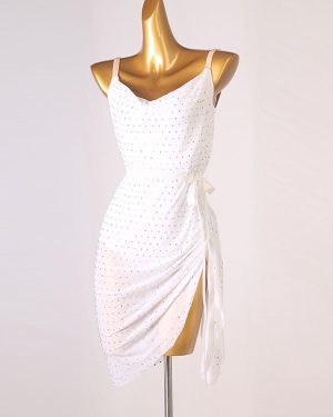 Latin Dance Dresses White Women's Rhinestones Backless Bodycon Sexy Polyester Dress Dancing Wear
